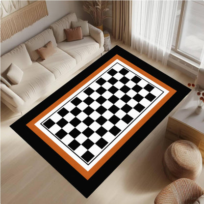Chique Black and White Checkered Rug Washable and Non-slip Perfect