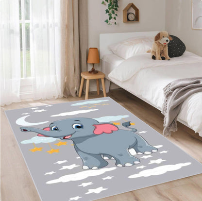 Cute Elephant Kids Rug Rug for Baby's Washable Non-slip Rug