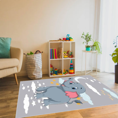 Cute Elephant Kids Rug Rug for Baby's Washable Non-slip Rug