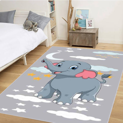 Cute Elephant Kids Rug Rug for Baby's Washable Non-slip Rug