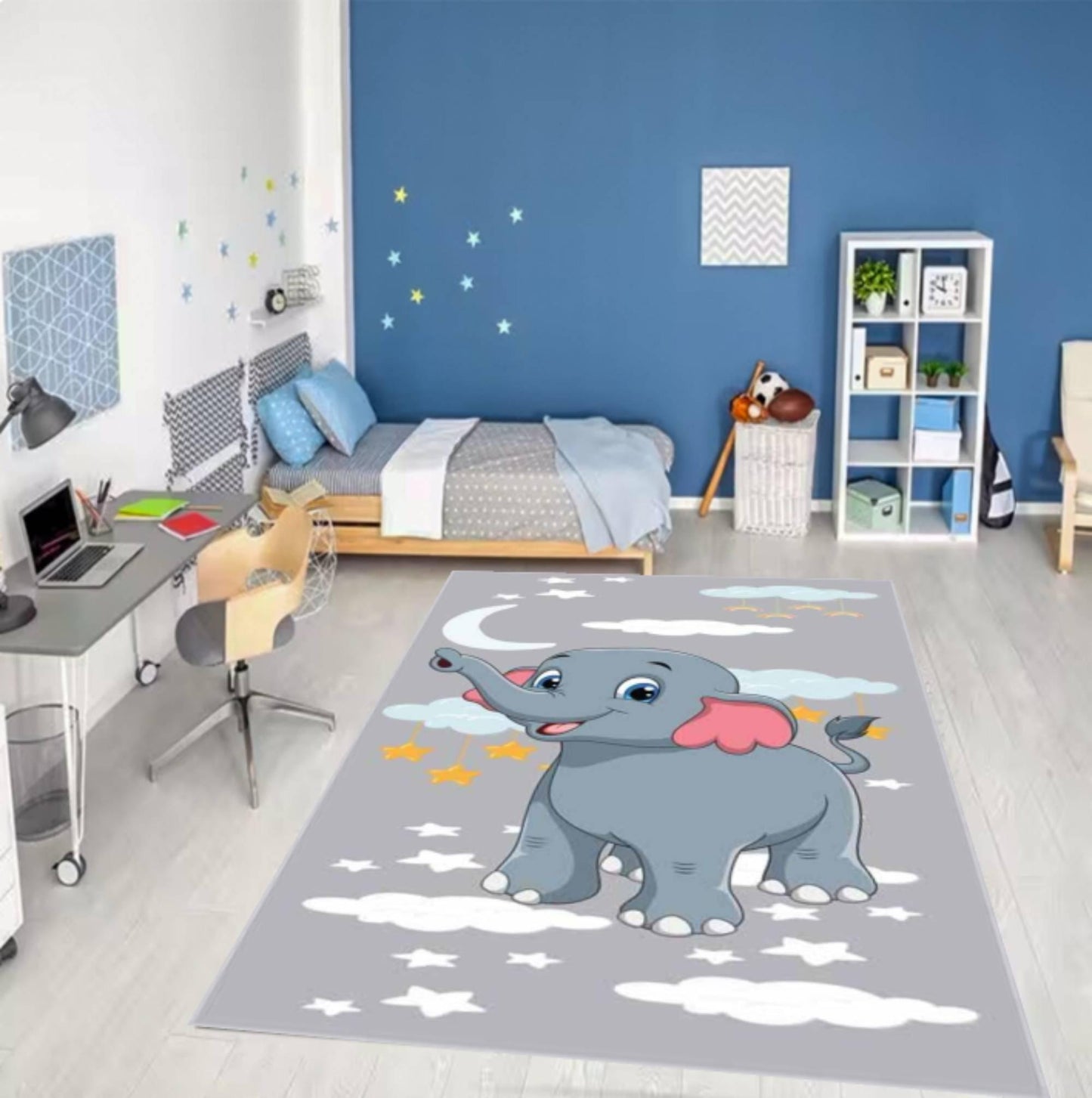 Cute Elephant Kids Rug Rug for Baby's Washable Non-slip Rug