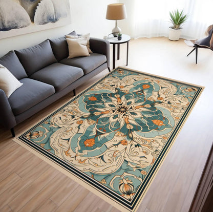 Vintage Boho Mandala Floral Rug - Washable Non-Slip Area Rug