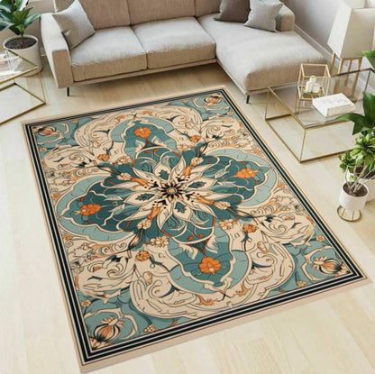 Vintage Boho Mandala Floral Rug - Washable Non-Slip Area Rug