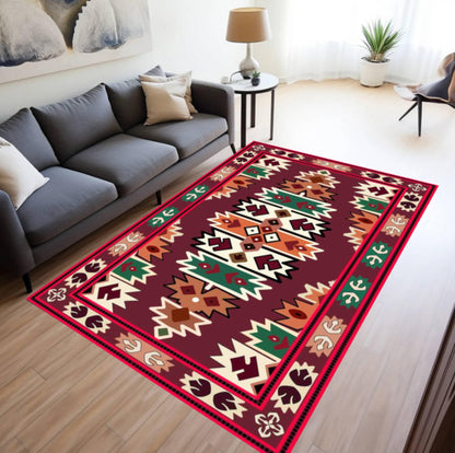 Aztec Tribal Rug Washable Boho Rug Non-slip Rug Southwestern Geometric