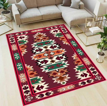 Aztec Tribal Rug Washable Boho Rug Non-slip Rug Southwestern Geometric