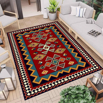 Vintage Tribal Rug Washable Boho Rug Non-slip Rug Ethnic Geometric