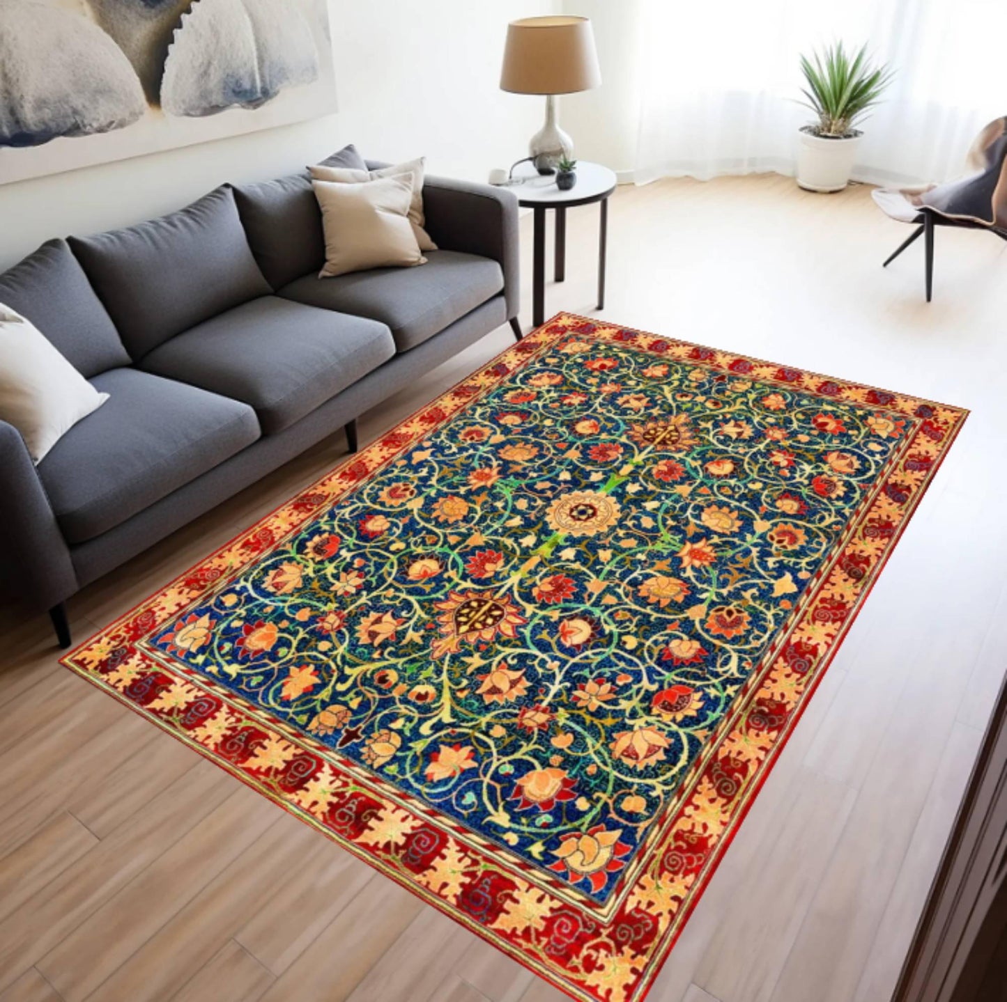 William Morris Holland Park Rug - Burgundy Red Vintage Gothic Floral Rug