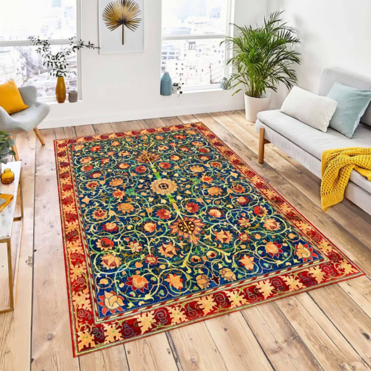 William Morris Holland Park Rug - Burgundy Red Vintage Gothic Floral Rug