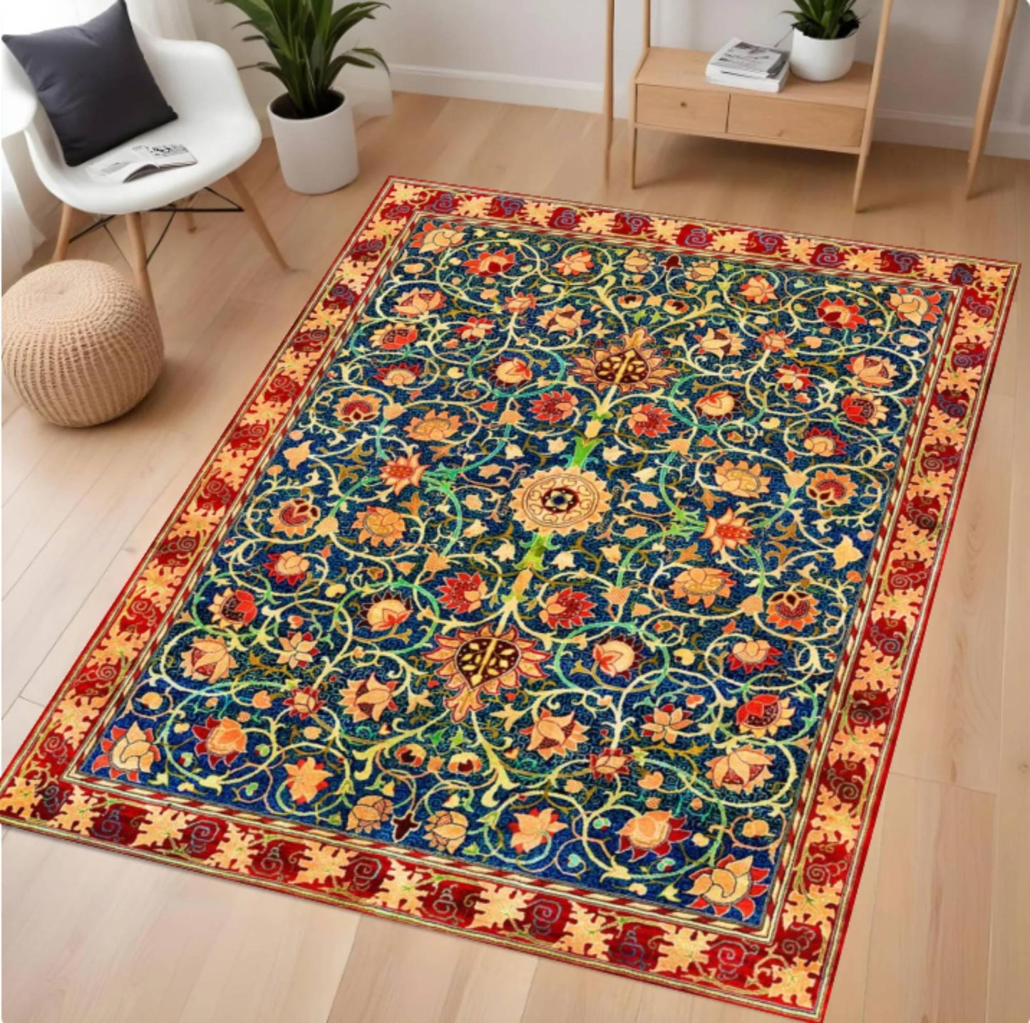 William Morris Holland Park Rug - Burgundy Red Vintage Gothic Floral Rug