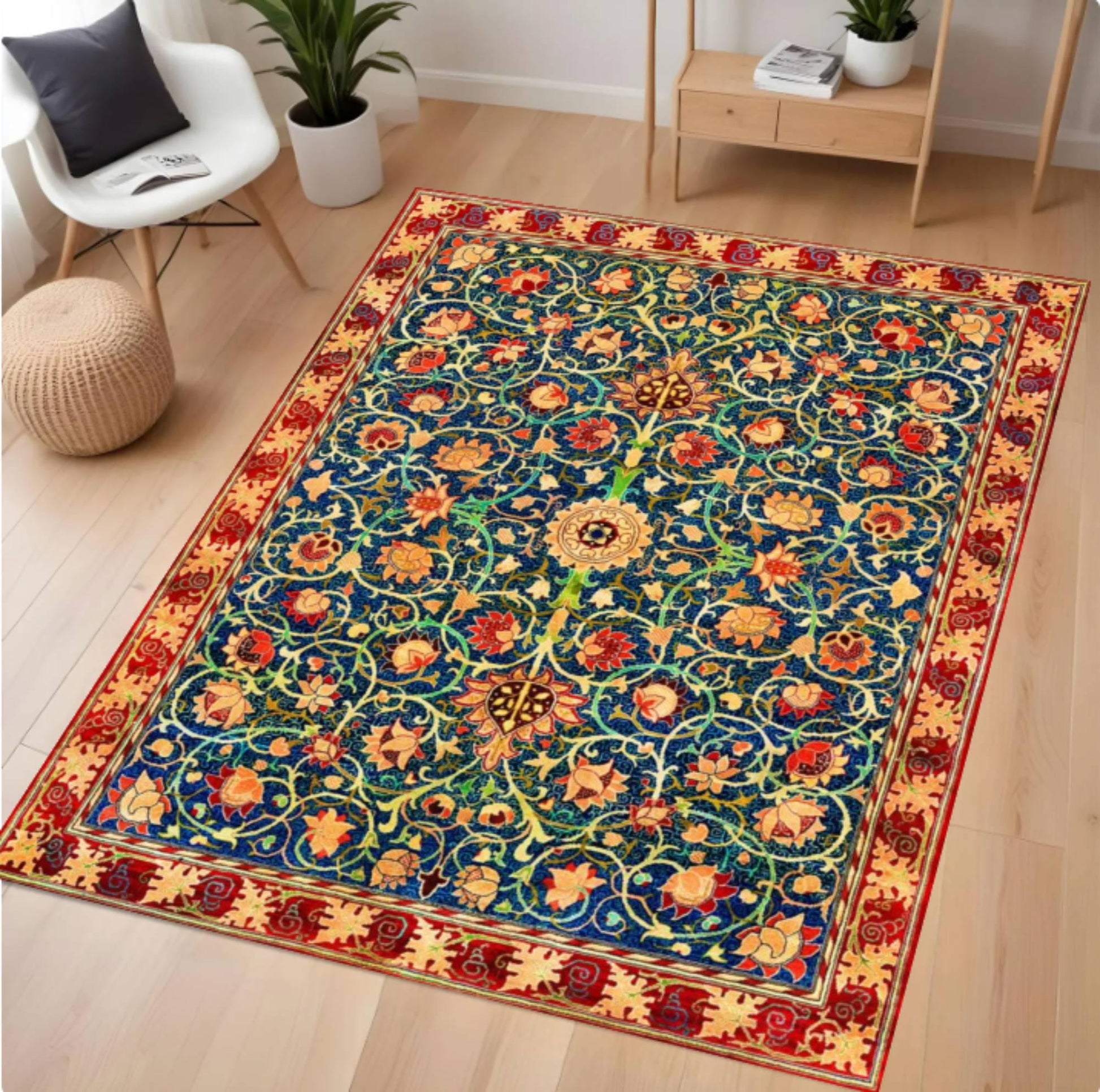 William Morris Holland Park Rug - Burgundy Red Vintage Gothic Floral Rug