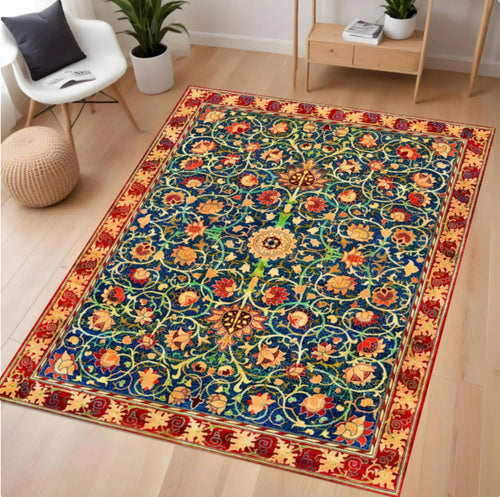 William Morris Holland Park Rug - Burgundy Red Vintage Gothic Floral Rug