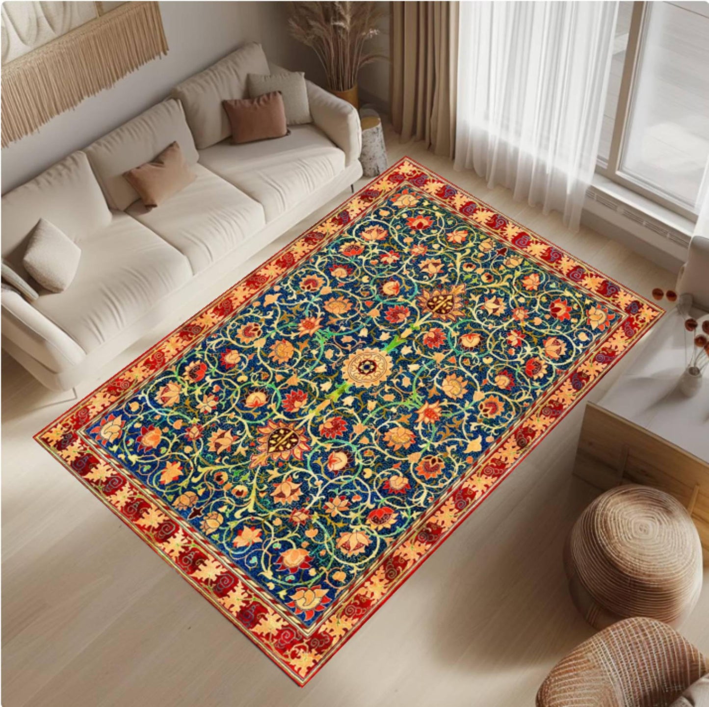William Morris Holland Park Rug - Burgundy Red Vintage Gothic Floral Rug