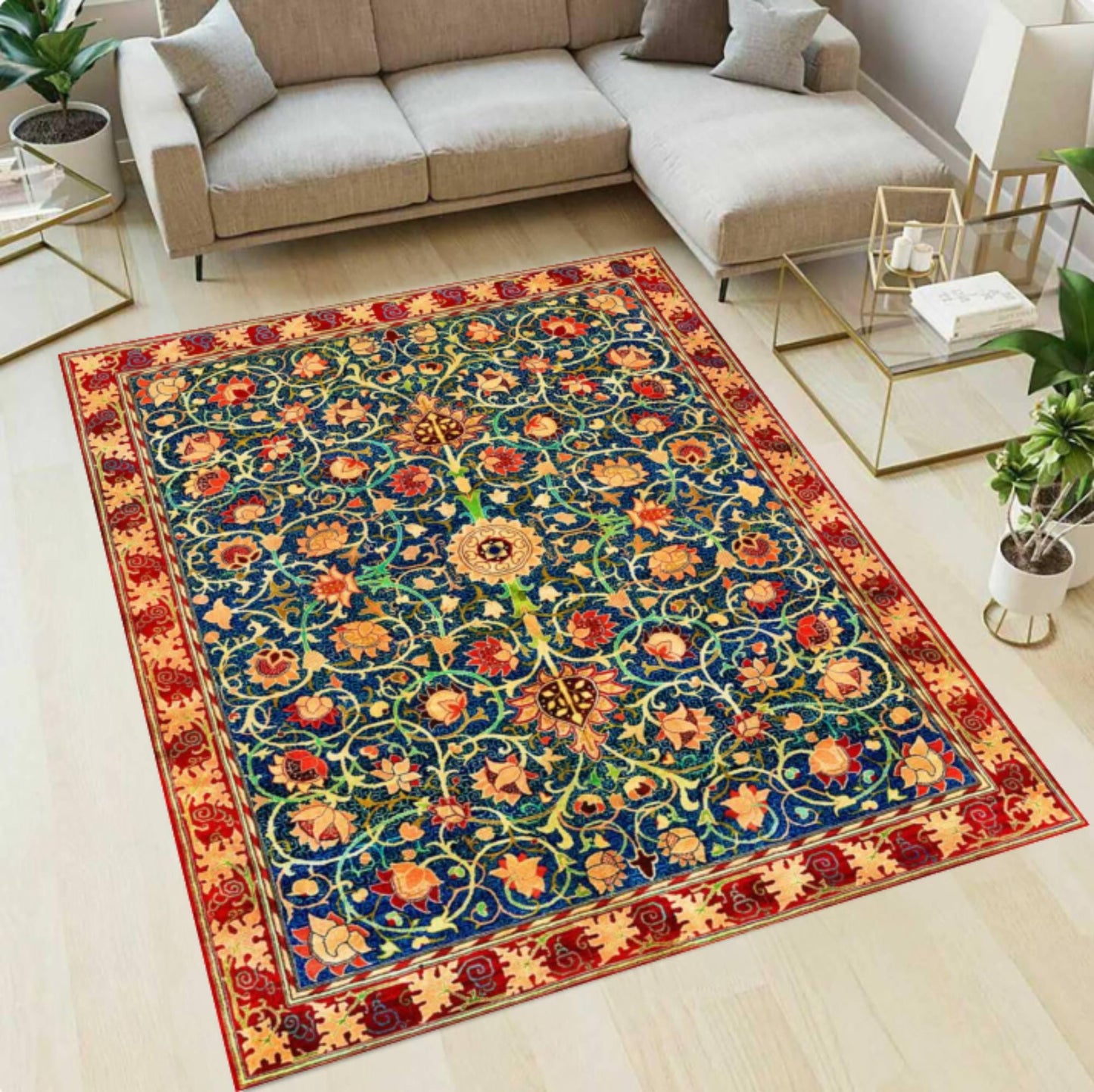 William Morris Holland Park Rug - Burgundy Red Vintage Gothic Floral Rug