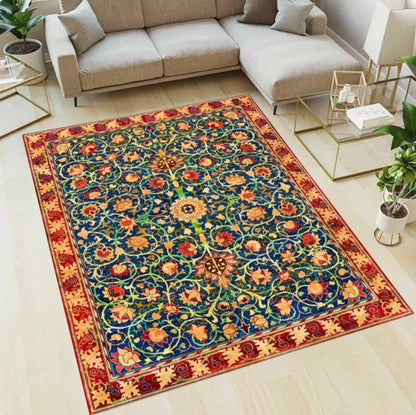 William Morris Holland Park Rug - Burgundy Red Vintage Gothic Floral Rug