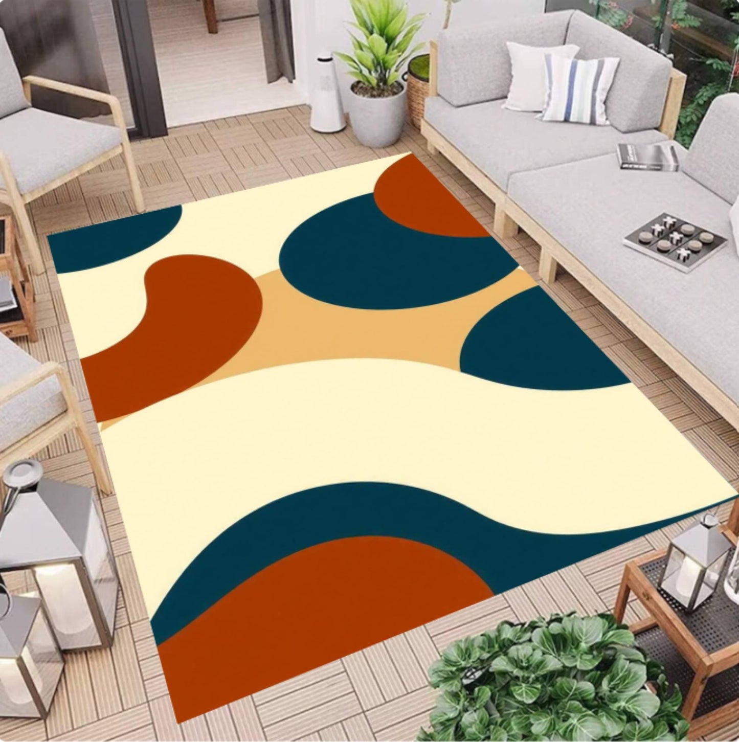 Mid-Century Modern Abstract Organic Rug - Mid-Century Area Rug