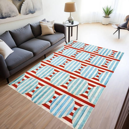 Geometric Striped Modern Pattern Floor Rug Washable Non-slip