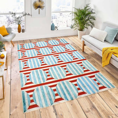 Geometric Striped Modern Pattern Floor Rug Washable Non-slip