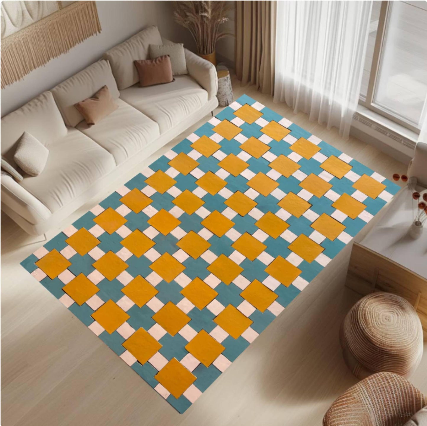 Mid-Century Modern Geometric Washable Rug
