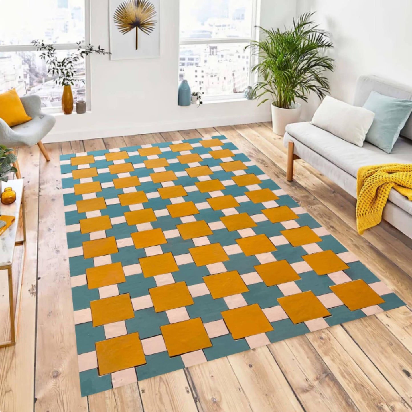 Mid-Century Modern Geometric Washable Rug