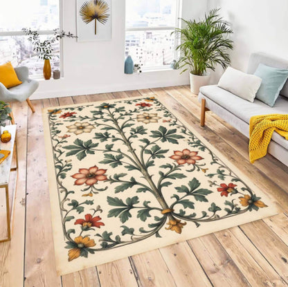 Cottagecore Floral Botanical Garden Rug Washable Non-slip