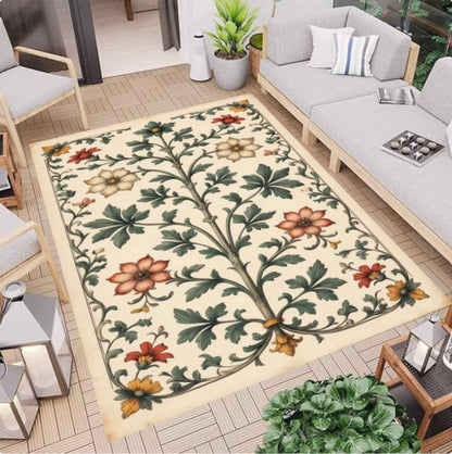 Cottagecore Floral Botanical Garden Rug Washable Non-slip