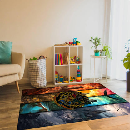 Fantasy Castle Area Rug – Magical Wizard Inspired Washable Non-Slip