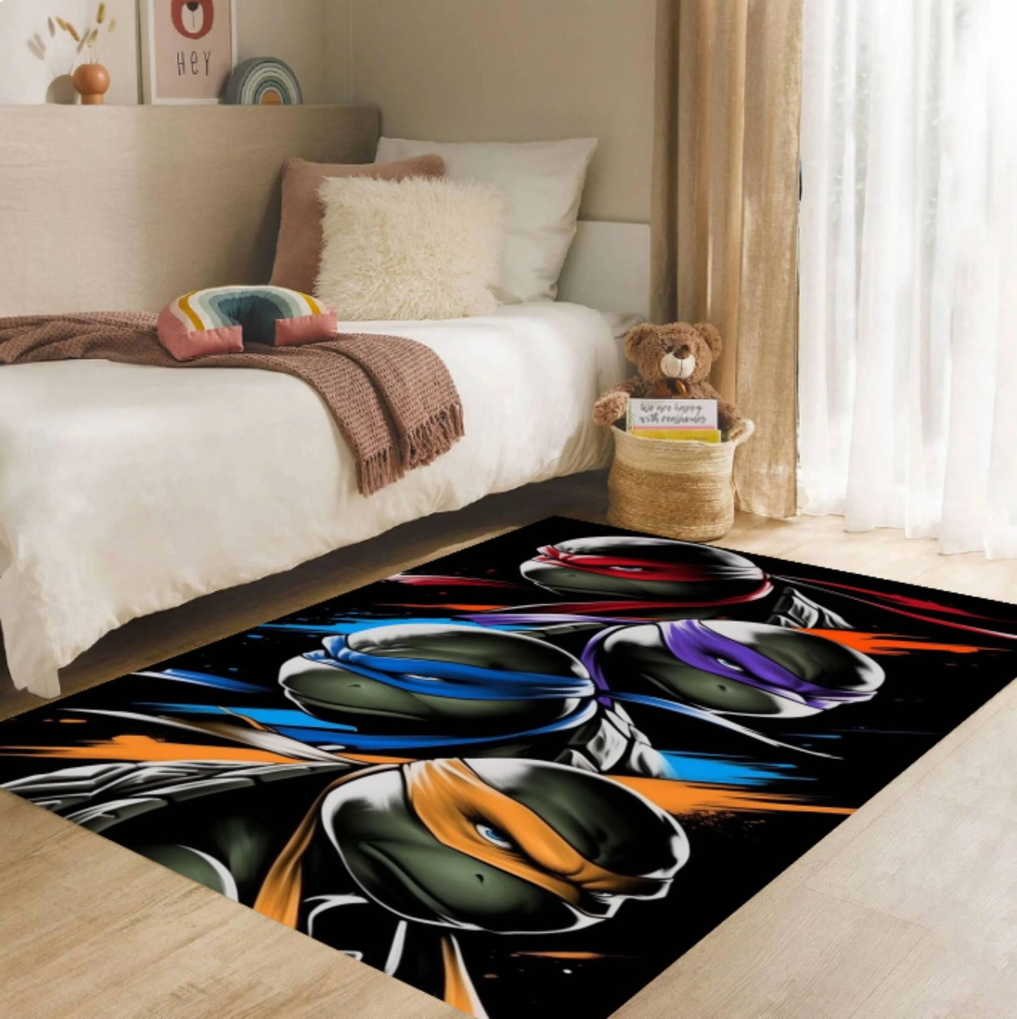 Ninja Kids Rug – Action Shadow Warrior Washable Non-Slip