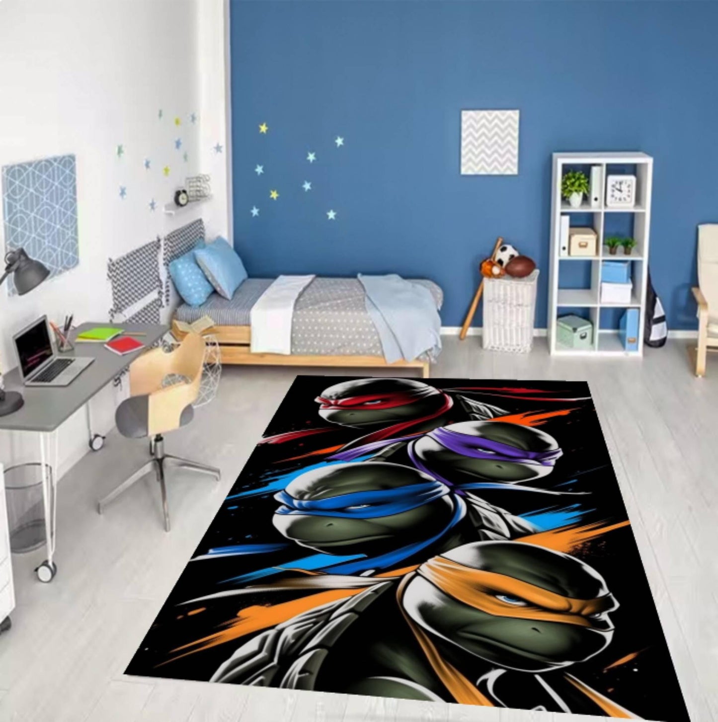 Ninja Kids Rug – Action Shadow Warrior Washable Non-Slip