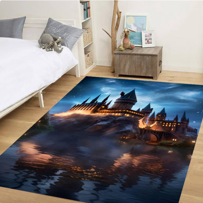 Fantasy Wizard Castle- Magical Night Landscape Kids' Room Rug