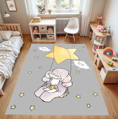 Fun Rug Elephant Kids Room Washable Non-slip Kids Rug