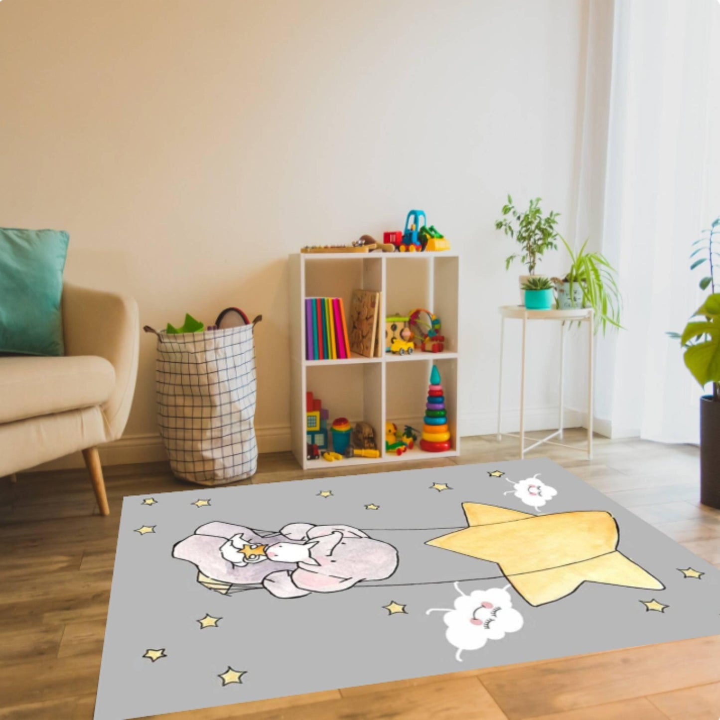Fun Rug Elephant Kids Room Washable Non-slip Kids Rug