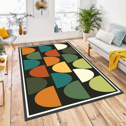 Mid-Century Modern Geometric Abstract Rug - Washable Area Rug