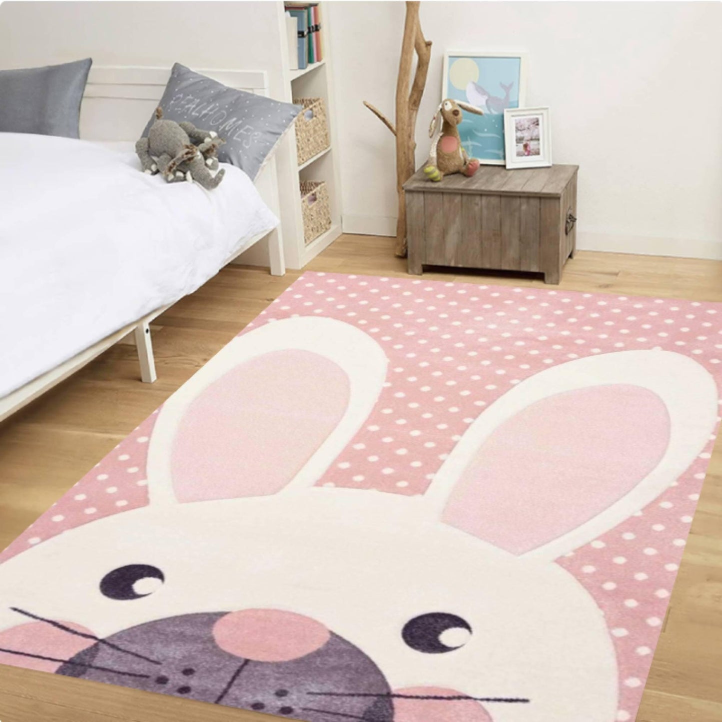 Rabbit Pink Stippen Washable Rug