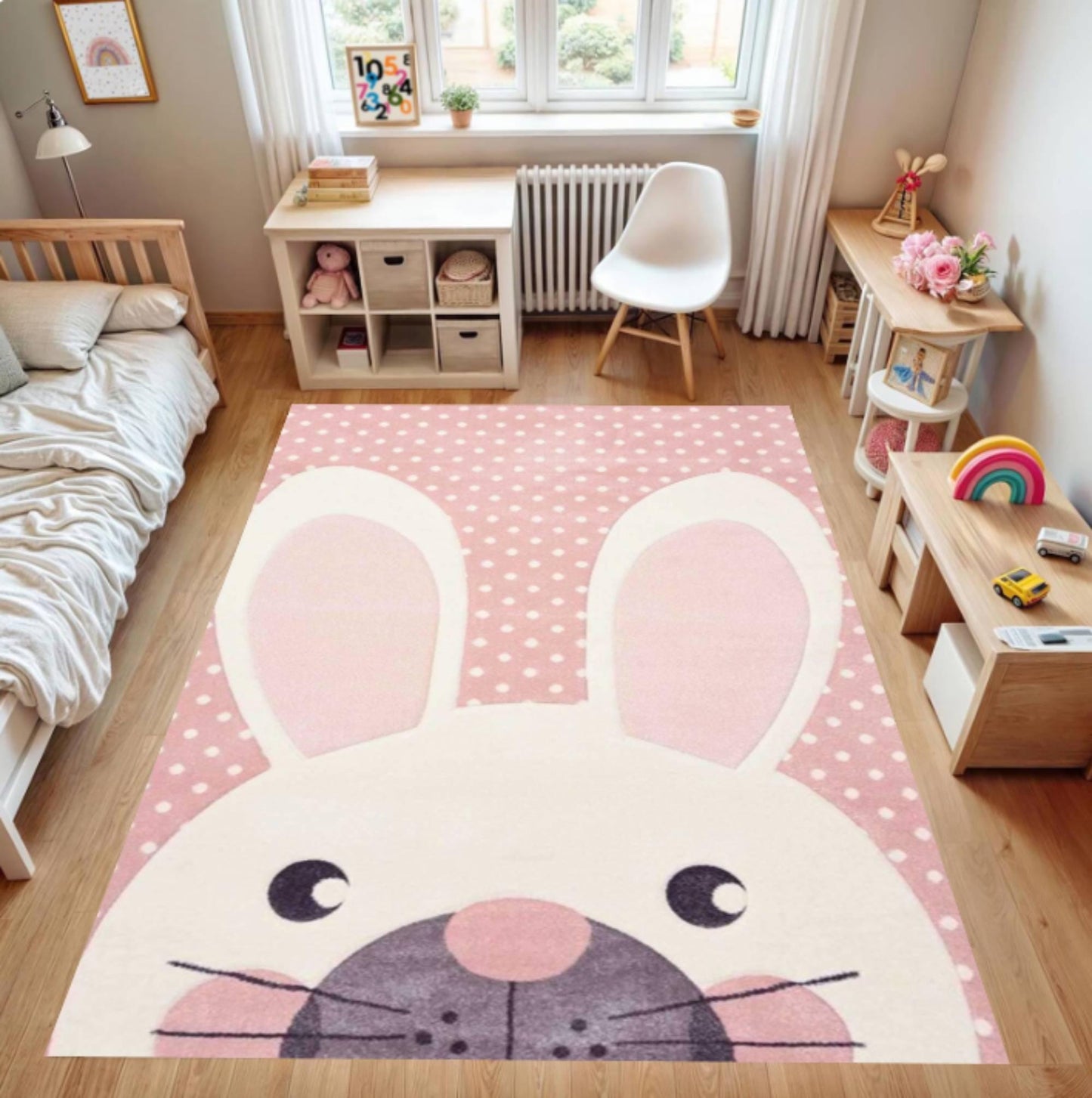 Rabbit Pink Stippen Washable Rug
