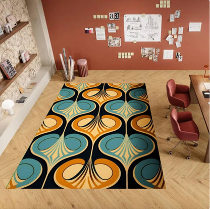 Retro 70s Mid-Century Abstract Arch Area Rug