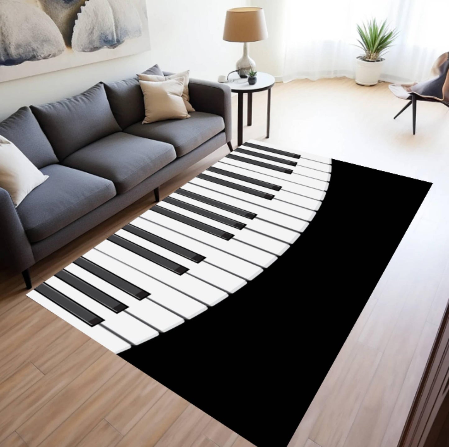 Modern Piano Keys Music Rug - Washable Non-Slip Music Room Decor Rug