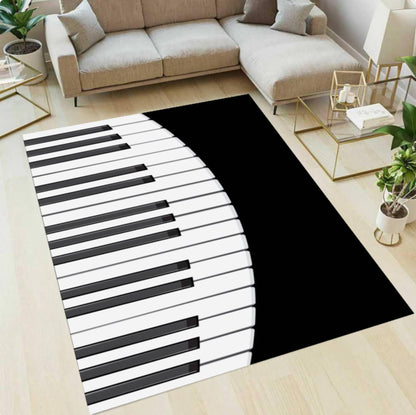 Modern Piano Keys Music Rug - Washable Non-Slip Music Room Decor Rug