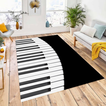 Modern Piano Keys Music Rug - Washable Non-Slip Music Room Decor Rug