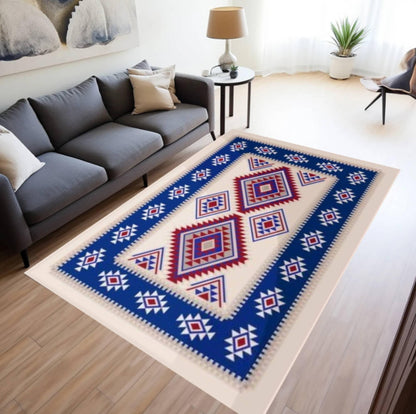 Southwestern Geometric Rug Washable Non-slip Floor Rug Tribal Aztec Pattern