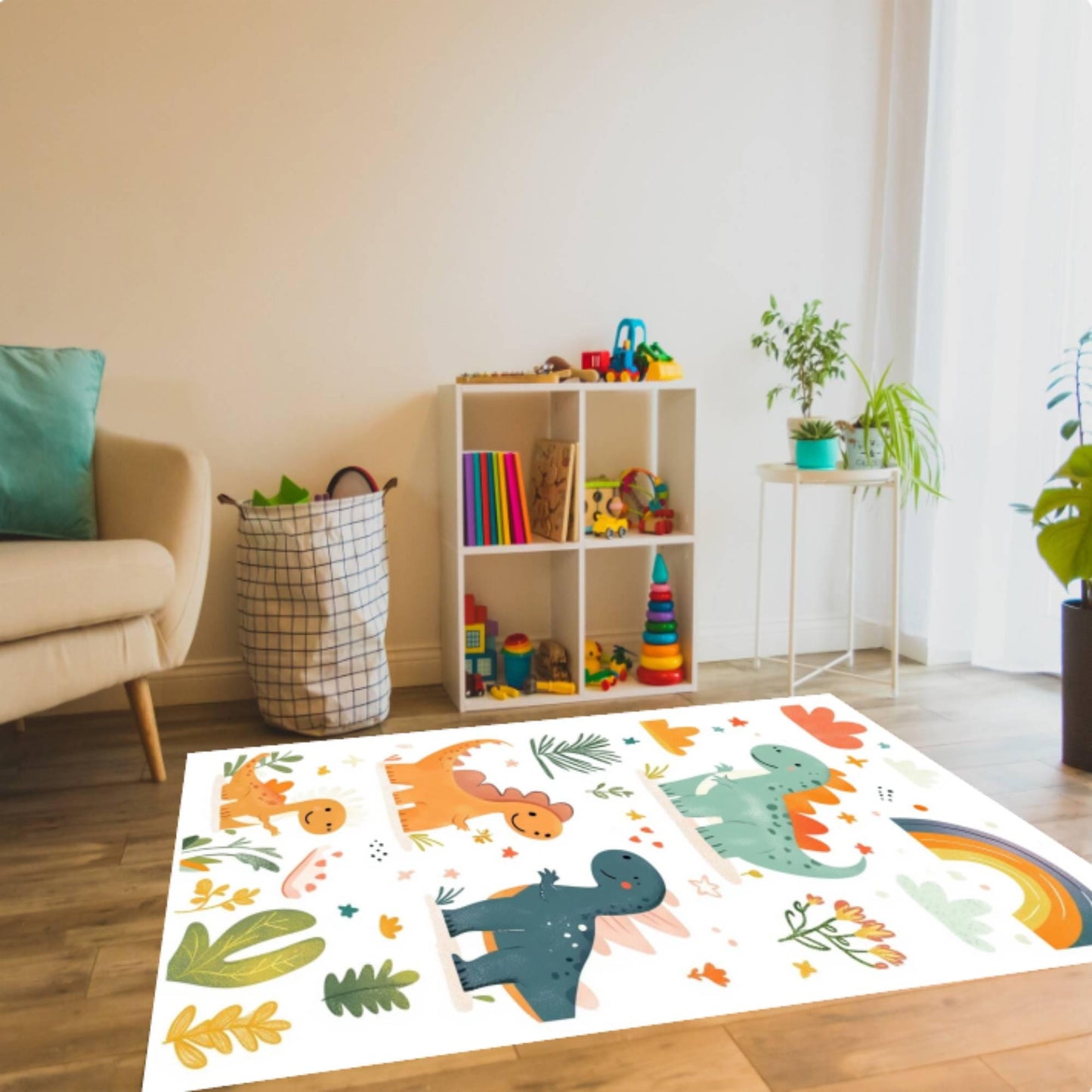 Fun Dinosaur Rug for Kids Washable Non-slip Kids Room Rug