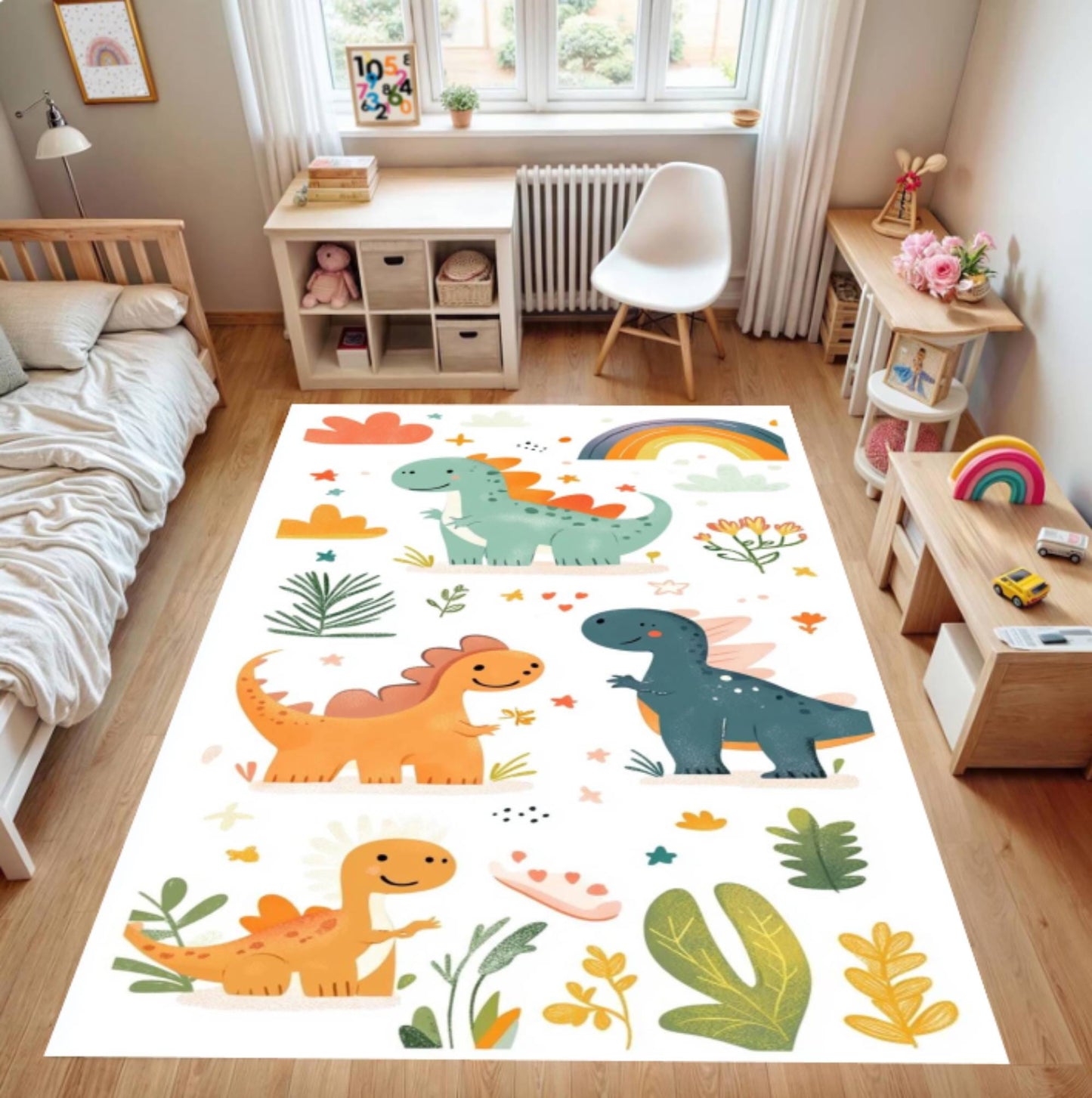 Fun Dinosaur Rug for Kids Washable Non-slip Kids Room Rug