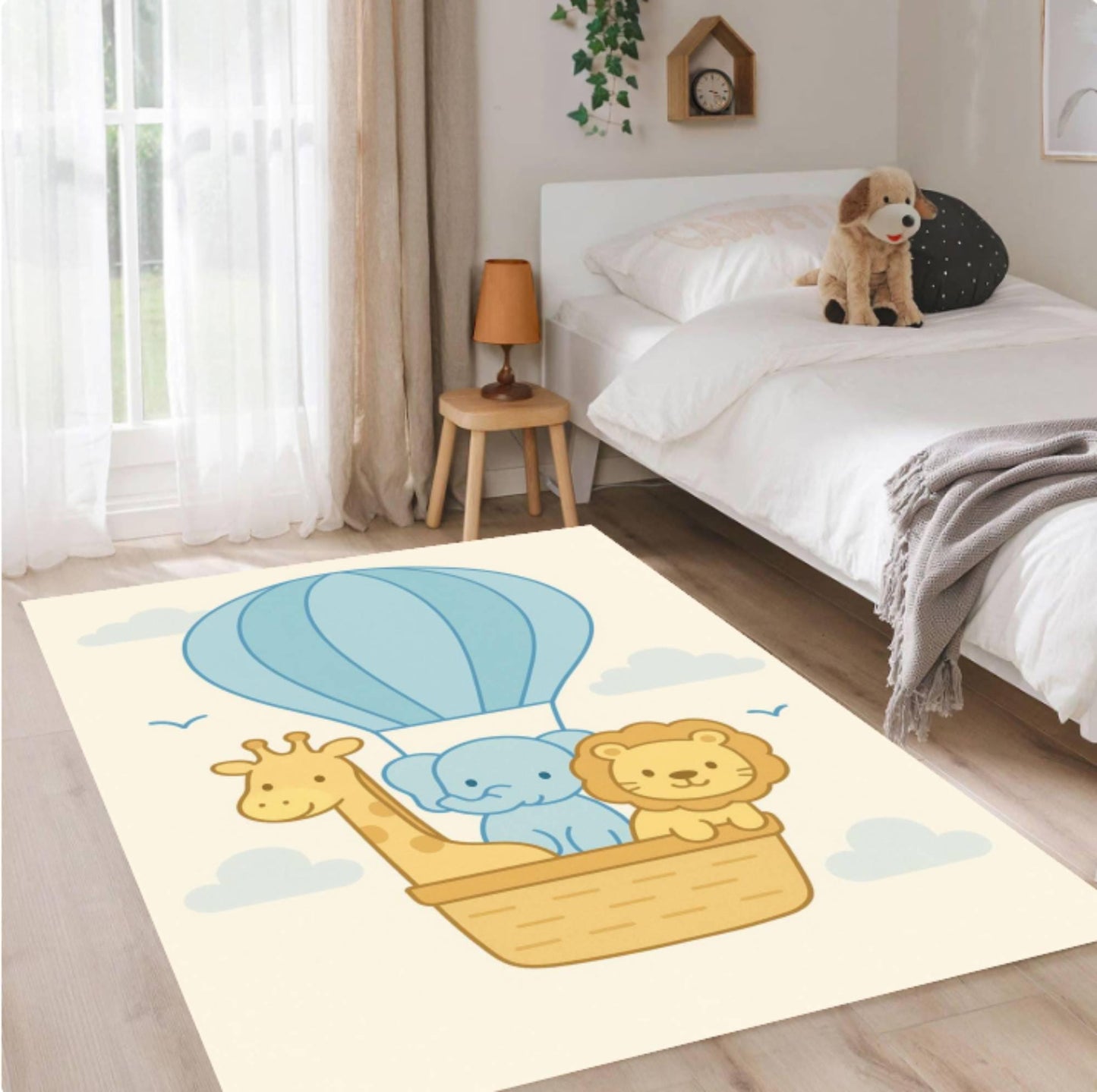 Washable Non-slip Fun Safari Kids Room Rug