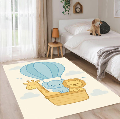 Washable Non-slip Fun Safari Kids Room Rug