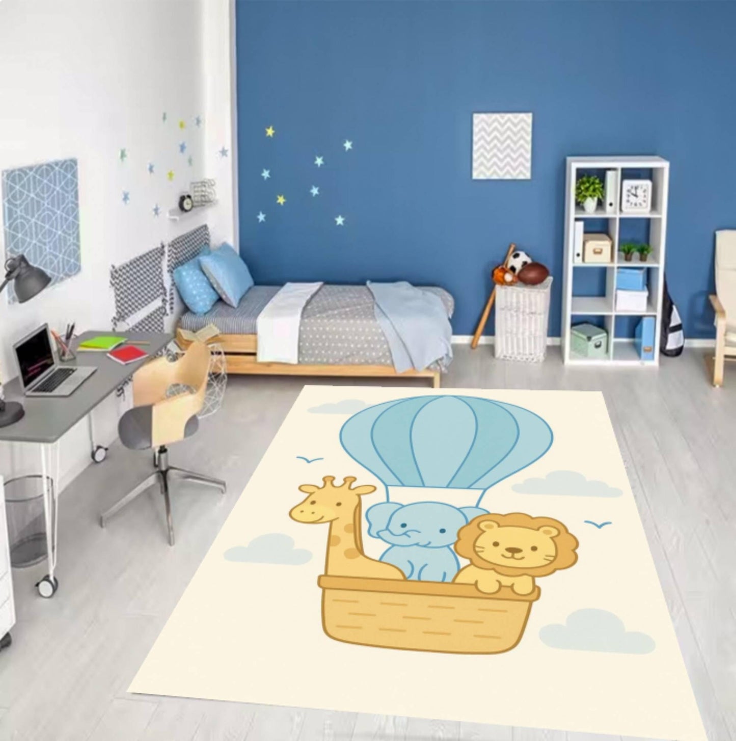 Washable Non-slip Fun Safari Kids Room Rug