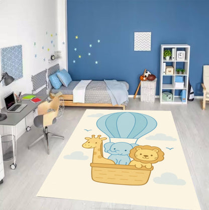 Washable Non-slip Fun Safari Kids Room Rug