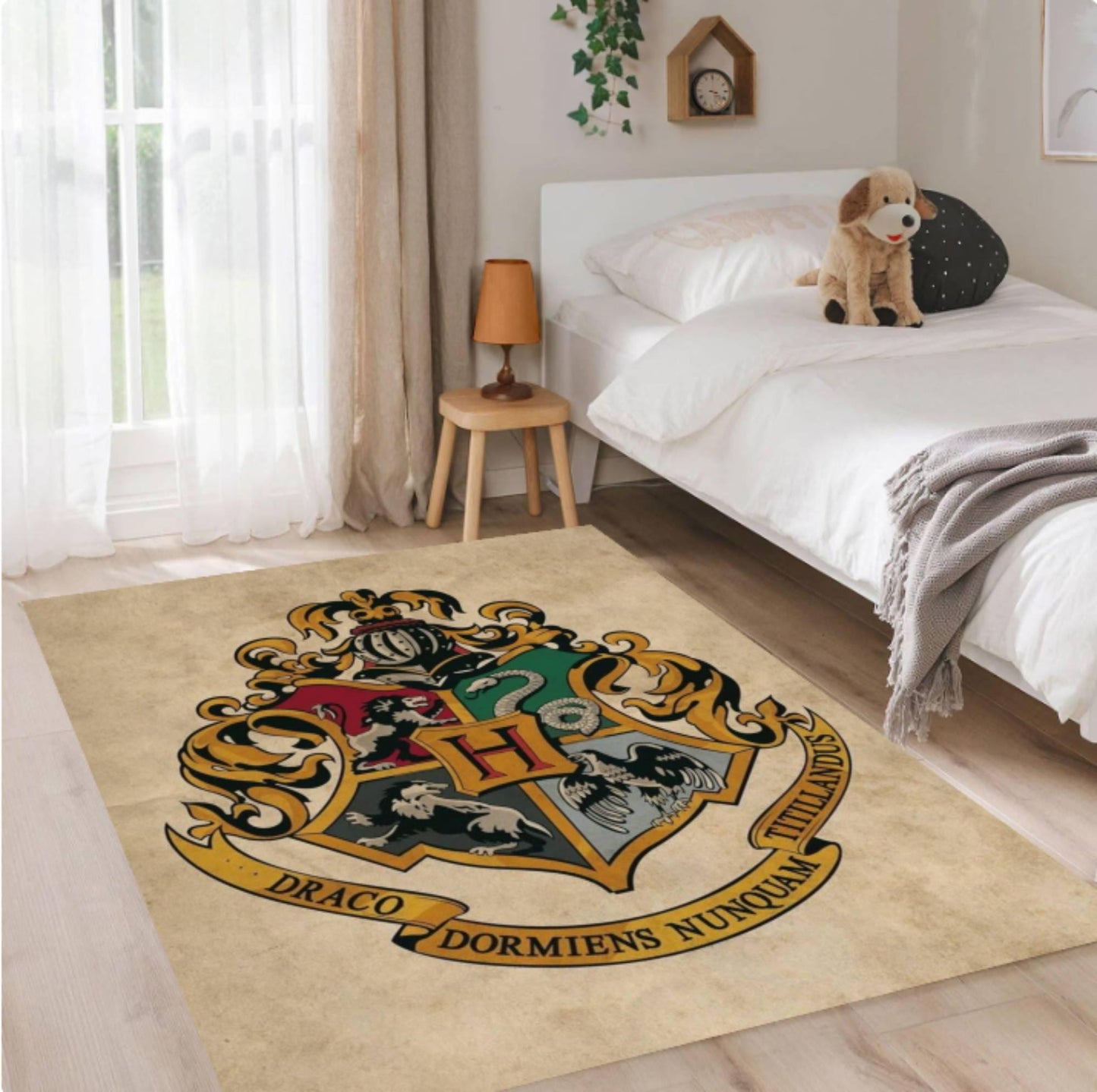 Rug Wizard Crest Rug Fantasy Magical School Washable