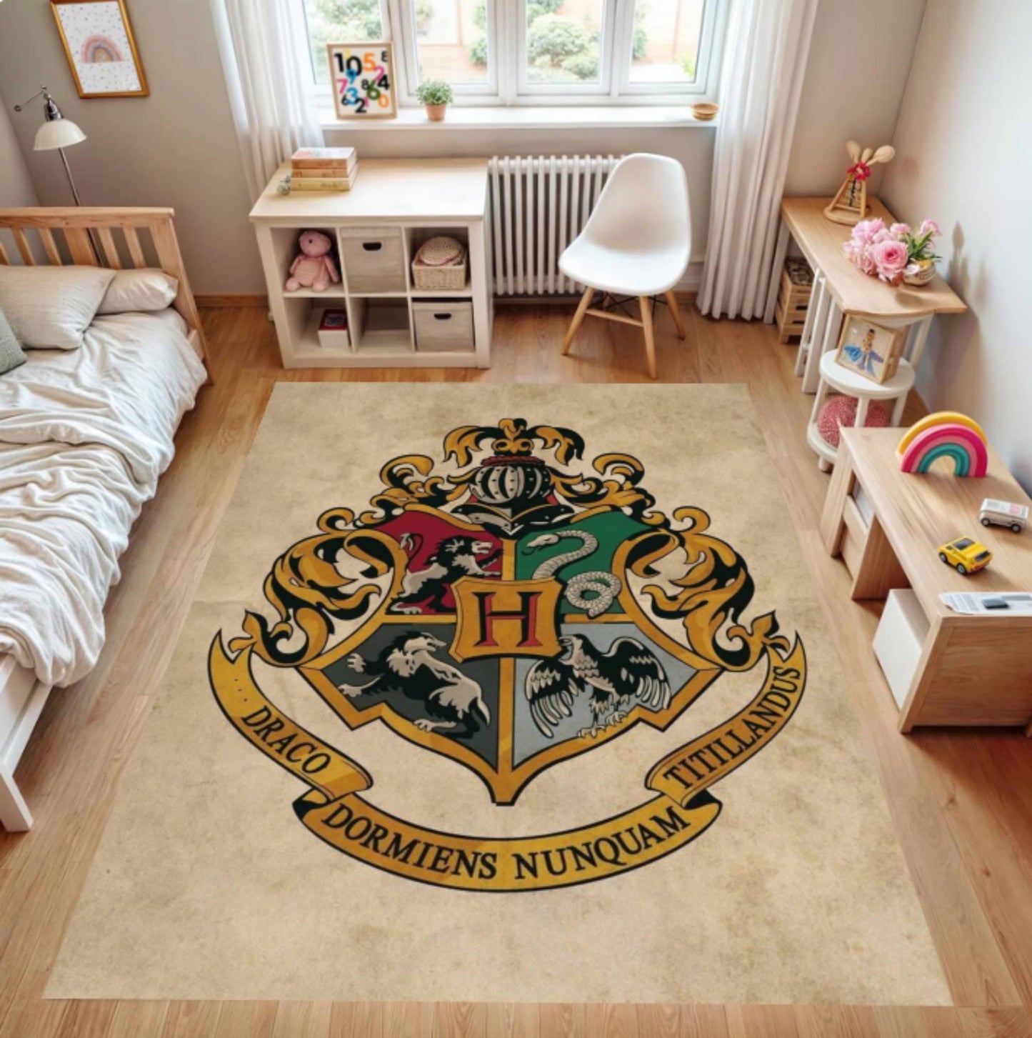 Rug Wizard Crest Rug Fantasy Magical School Washable