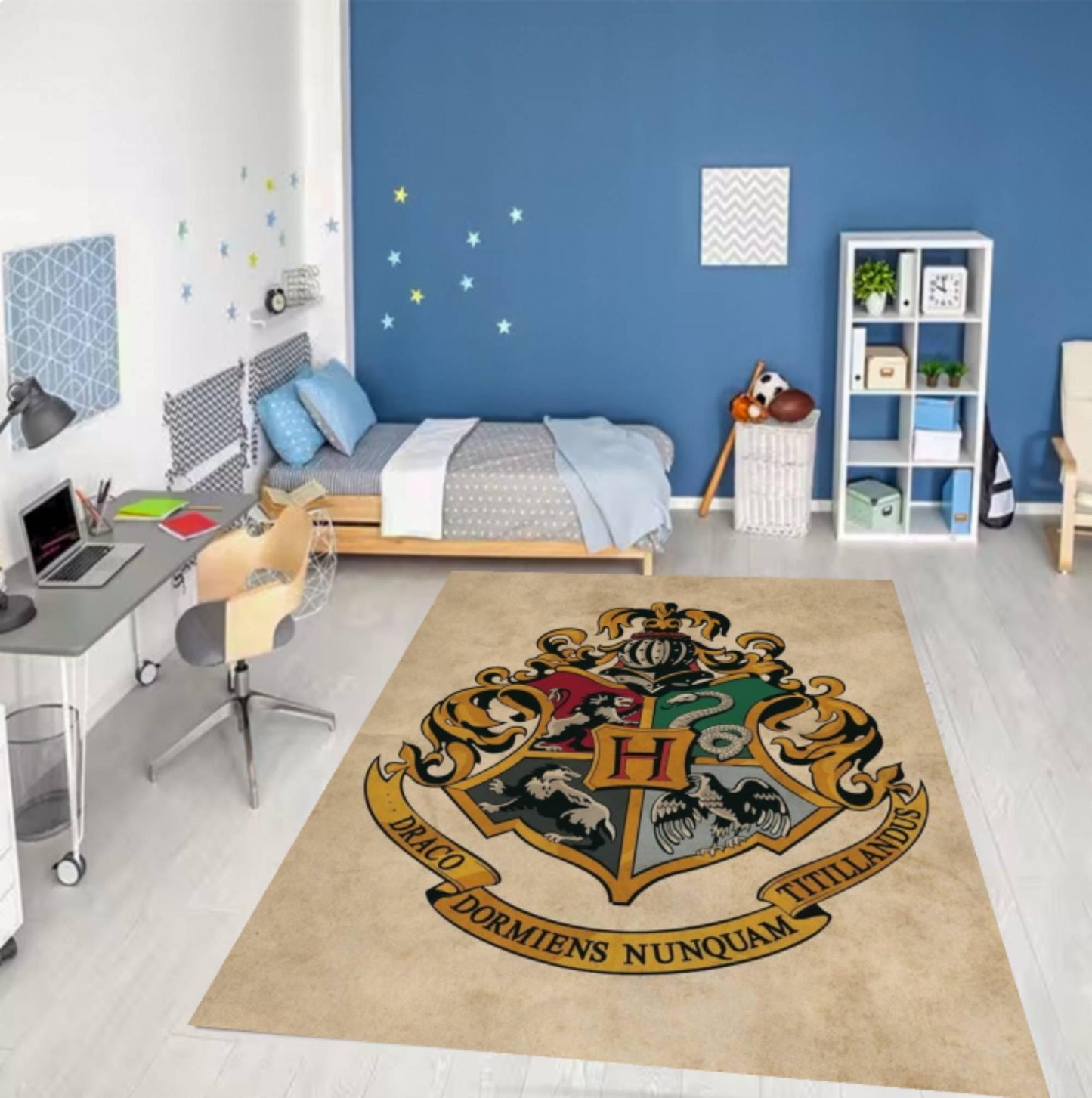 Rug Wizard Crest Rug Fantasy Magical School Washable