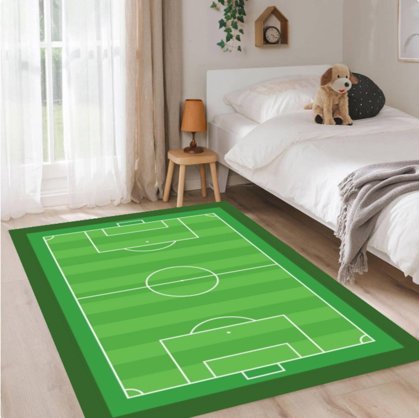 Soccer Field Washable Kids Playroom Rug