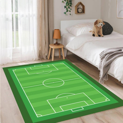 Soccer Field Washable Kids Playroom Rug